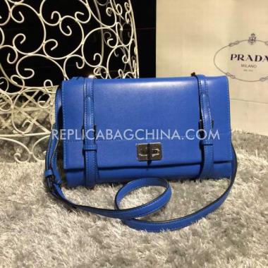 Prada Handbag Calfskin Blue