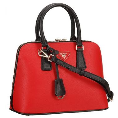 Prada Promenade Black And Red Crocodile Bag