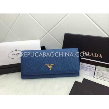 Prada Purse Wallet Calfskin Blue Replica