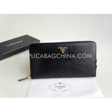 Cheap Prada Purse Wallet Calfskin Black