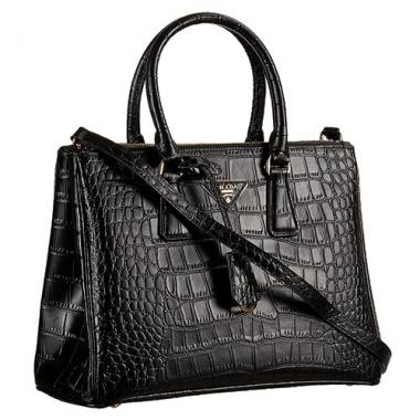 Prada Saffiano Crocodile Leather Black Bag