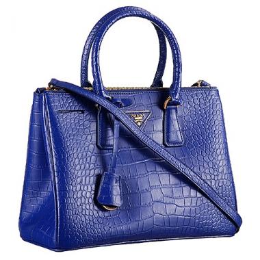 Prada Saffiano Crocodile Leather Blue Bag