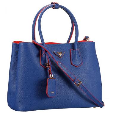 Replica Prada Saffiano Double Tote Blue