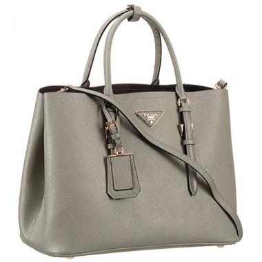 Prada Saffiano Double Tote Grey Replica HM09655