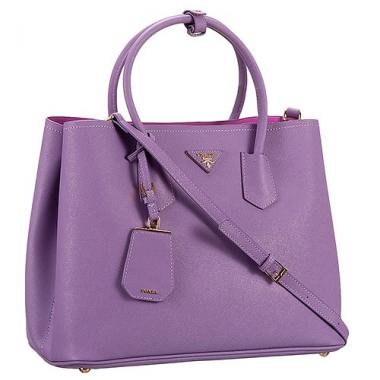 Prada Saffiano Double Tote Light Purple