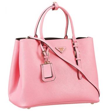 Prada Saffiano Double Tote Pink Replica