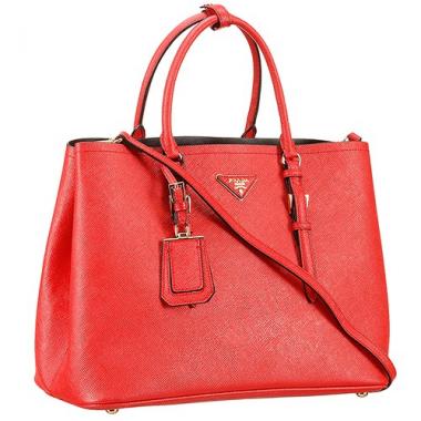 Prada Saffiano Double Tote Red