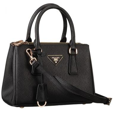 Prada Saffiano Mini Double Zip Tote Black