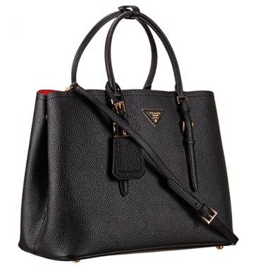 Prada Saffiano Soft Double Bag Black