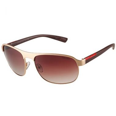 Prada Sporty Gold Frame Linea Rossa Logo Sunglasses 308306