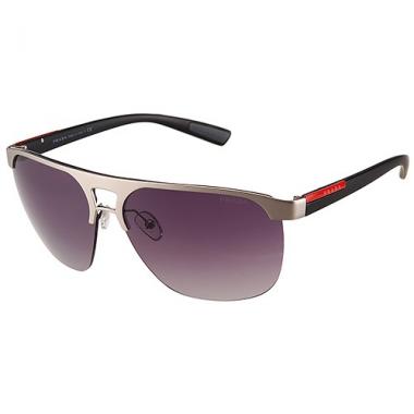 Prada Sporty Square Silver Frame Linea Rossa Logo Sunglasses 308312