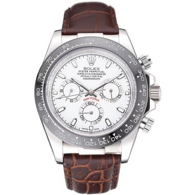 Cheap Rolex Cosmograph Daytona Stainless Steel  Case White Dial Brown Leather Bracelet   622631