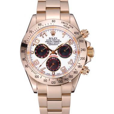 Cheap Rolex Cosmograph Daytona White with Black Subdials Gold Bracelet  622548