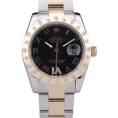 Replica Rolex Datejust Diamond Bezel Black Dial 7463