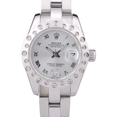 Rolex Datejust Polished Silver Diamonds Bezel Silver Dial 7474