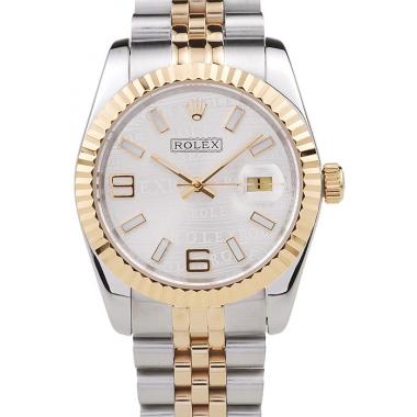 Replica Rolex DateJust Two Tone Stainless Steel 18k Gold Plated Silver Dial 98084