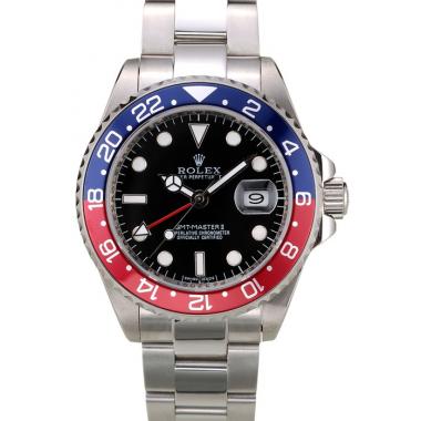 Rolex GMT Master II Blue Rose Red Bezel Black Dial Tachymeter