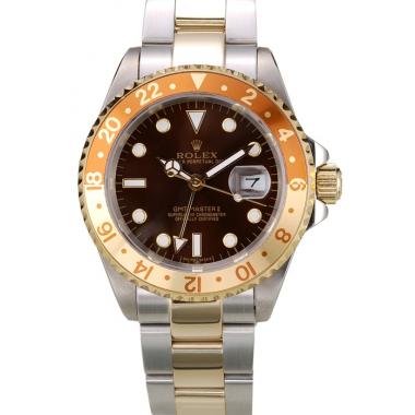 Rolex GMT Master II Gold Colored Ceramic Bezel Brown Dial Tachymeter