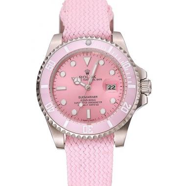 Cheap Rolex Submariner Pink Dial Pink Bezel Pink Fabric Bracelet 1453866