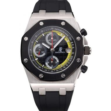 Replica Swiss Audemars Piguet Royal Oak Offshore Black And Yellow Dial Stainless Steel Case Black Rubber Strap  622855