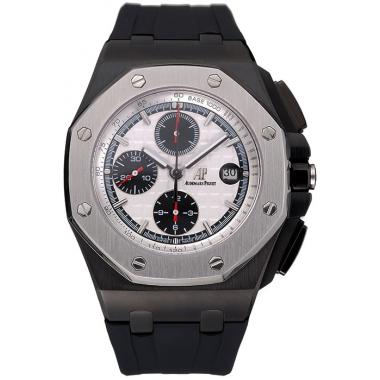 Swiss Audemars Piguet Royal Oak Offshore Chronograph White Dial Black Steel Case Black Rubber Strap  622862