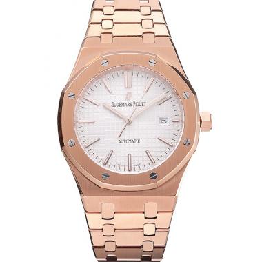 Swiss Audemars Piguet Royal Oak White Dial Rose Gold Case And Bracelet