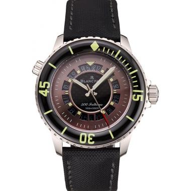 Swiss Blancpain 500 Fathoms GT Carbon Fiber Dial Stainless Steel Case Black Canvas Strap