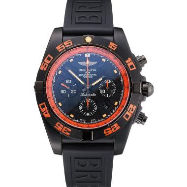 Cheap Swiss Breitling Chronomat 44 Raven Black And Orange Dial Black Case Black Rubber Strap