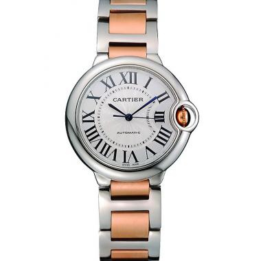 Swiss Cartier Ballon Bleu 36mm Silver Dial Stainless Steel Case Two Tone Rose Gold Bracelet  622876