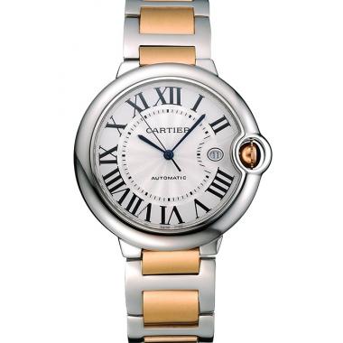 Swiss Cartier Ballon Bleu 42mm Silver Dial Stainless Steel Case Two Tone Gold Bracelet  622877