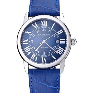 Swiss Cartier Ronde Solo Stainless Steel Case Blue Dial Roman Numerals  622193