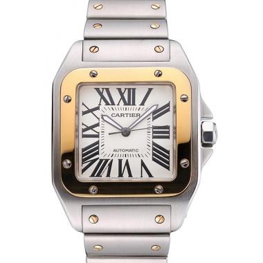 Swiss Cartier Santos De Cartier Galbee Yellow Gold and Steel Case Steel Bracelet   622643