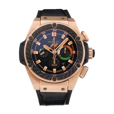 Swiss Hublot Big Bang Limited Edition Formula 1 India Black Dial Gold Case Black Leather Strap  62288