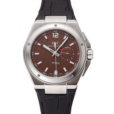 Replica Swiss IWC Big Ingenieur 7-Day Power Reserve Brown Dial Silver Case Black Leather Bracelet 1453926