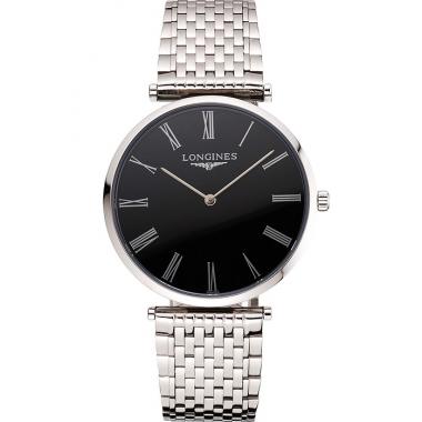 Replica Swiss Longines Grande Classique Black Dial Roman Numerals Stainless Steel Case And Bracelet