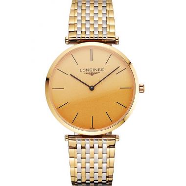 Swiss Longines Grande Classique Gold Dial Gold Case Two Tone Bracelet