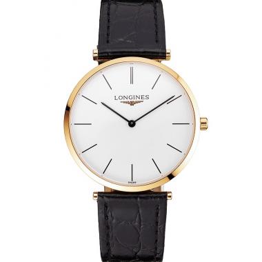 Cheap Swiss Longines Grande Classique White Dial Gold Case Black Leather Strap