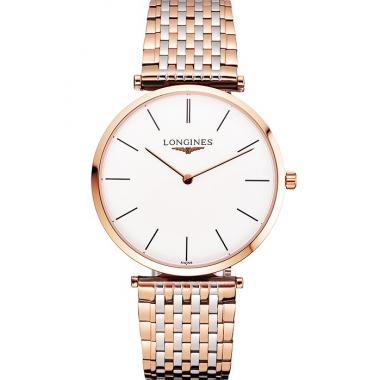 Swiss Longines Grande Classique White Dial Rose Gold Case Two Tone Bracelet