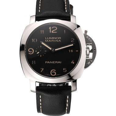 Swiss Panerai Luminor Marina 1950 3 Days Brown Dial Stainless Steel Case Black Leather Strap