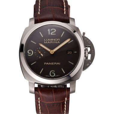 Swiss Panerai Luminor Marina 1950 3 Days Brown Dial Stainless Steel Case Brown Leather Strap