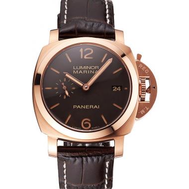 Cheap Swiss Panerai Luminor Marina 1950 3 Days Oro Rosso Brown Dial Rose Gold Case Brown Leather Strap