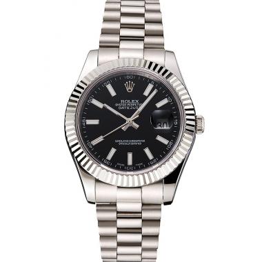 Cheap Swiss Rolex Datejust Black Dial Stainless Steel Case And Bracelet