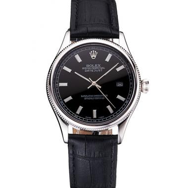 Swiss Rolex Datejust Black Dial Stainless Steel Case And Bracelet