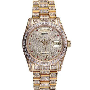 Swiss Rolex Day-Date Diamonds Yellow Gold-srl185  621615