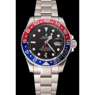 Swiss Rolex GMT Master II Black Dial Pepsi Bezel Stainless Steel Case And Bracelet 1453751