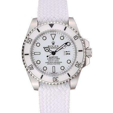 Swiss Rolex Submariner Bamford White Dial White Fabric Bracelet  1453982