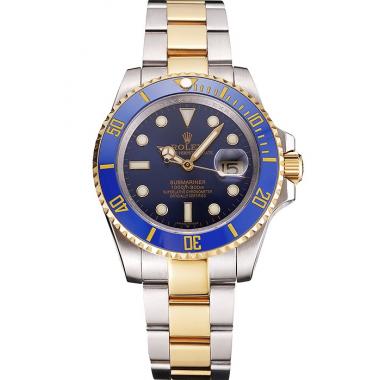 Swiss Rolex Submariner Blue Dial And Bezel Two Tone Steel Gold Bracelet