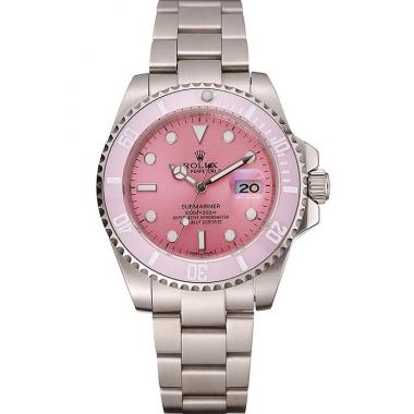 Cheap Swiss Rolex Submariner Pink Dial Pink Bezel Stainless Steel Bracelet 1453980