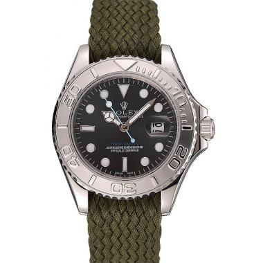 Cheap Swiss Rolex Yacht Master Green Dial Green Fabric Bracelet 1453984