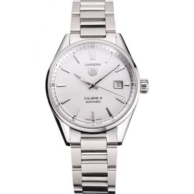 Cheap Swiss Tag Heuer Carrera Calibre 5 Silver Dial Stainless Steel Case And Bracelet